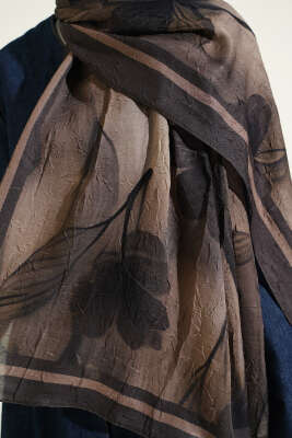 Flowers Desen Bambu Kraş Şal Kamuflaj Yeşili - Başörtüsü