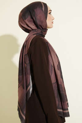 Flowers Desen Bambu Kraş Şal Kestane - Başörtüsü