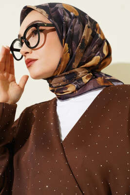 Flowers Desen Demore Eşarp Acı Kahve - Başörtüsü