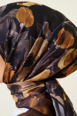 Flowers Desen Demore Eşarp Acı Kahve - Başörtüsü