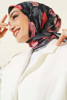 Flowers Desen Demore Eşarp Füme - VERTU (NYD TEKSTİL)