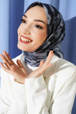 Flowers Desen Demore Eşarp Gri - VERTU (NYD TEKSTİL)