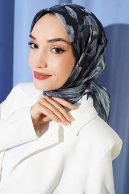 Flowers Desen Demore Eşarp Gri - Başörtüsü