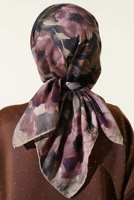 Flowers Desen Demore Eşarp Haki - Başörtüsü