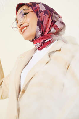 Flowers Desen Demore Eşarp Kiremit - Başörtüsü