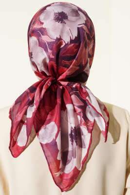 Flowers Desen Demore Eşarp Kiremit - Başörtüsü