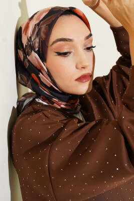 Flowers Desen Demore Eşarp Latte - VERTU (NYD TEKSTİL)