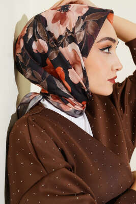 Flowers Desen Demore Eşarp Latte - Başörtüsü