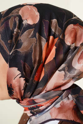 Flowers Desen Demore Eşarp Latte - Başörtüsü