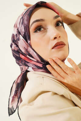 Flowers Desen Demore Eşarp Siyah - Başörtüsü