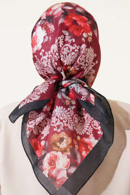 Flowers Desen Eşarp Bordo - Başörtüsü