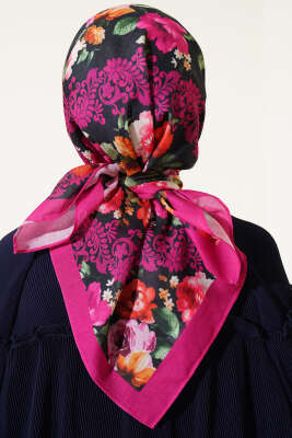 Flowers Desen Eşarp Fuşya - Başörtüsü