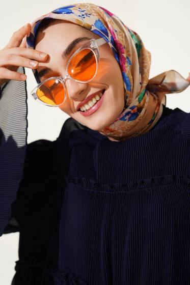 Flowers Desen Eşarp Lime - Başörtüsü