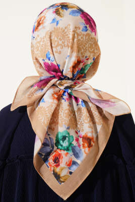 Flowers Desen Eşarp Lime - Başörtüsü