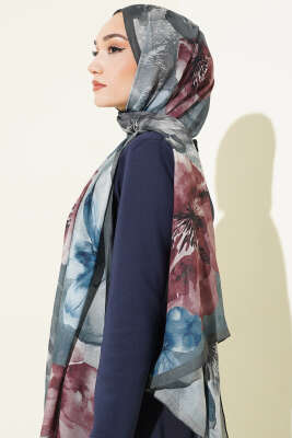 Flowers Desen Rami Şal Füme - Başörtüsü
