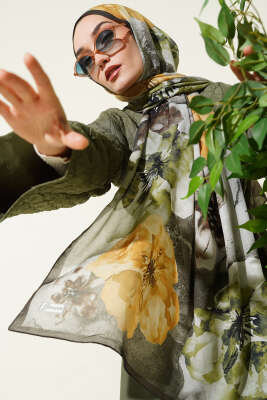 Flowers Desen Rami Şal Haki - VERTU (NYD TEKSTİL)