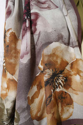 Flowers Desen Rami Şal Kestane - Başörtüsü