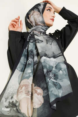 Flowers Desen Rami Şal Lacivert Bej 