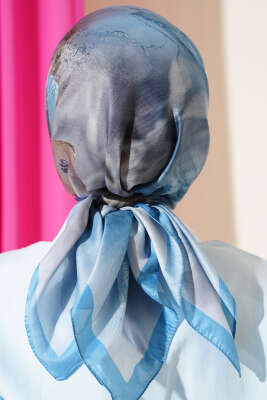 Flowers Desen Soft Eşarp Bebe Mavi - Başörtüsü