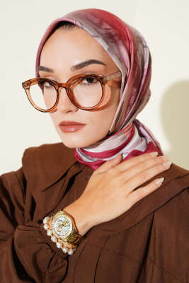 Flowers Desen Soft Eşarp Bordo 