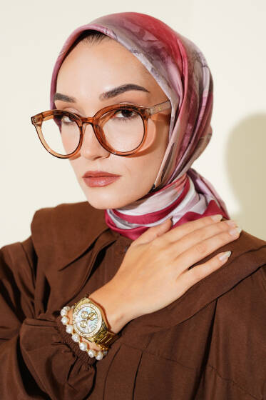 Flowers Desen Soft Eşarp Bordo - Başörtüsü