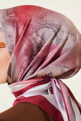Flowers Desen Soft Eşarp Bordo - Başörtüsü