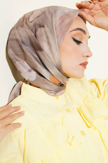 Flowers Desen Soft Eşarp Kum Bej - Başörtüsü