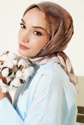 Flowers Desen Soft Eşarp Latte - MODA KAPRİS