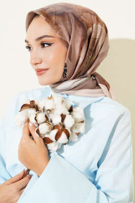 Flowers Desen Soft Eşarp Latte - Başörtüsü