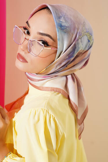 Flowers Desen Soft Eşarp Soft Kahve - Başörtüsü