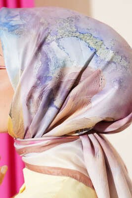 Flowers Desen Soft Eşarp Soft Kahve - Başörtüsü