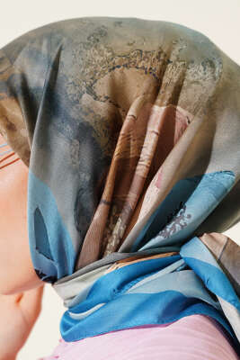 Flowers Desen Soft Eşarp Soft Mavi - Başörtüsü