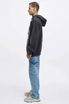 Free Sprit Baskılı Oversize Erkek Sweatshirt Antrasit - Erkek Sweatshirt