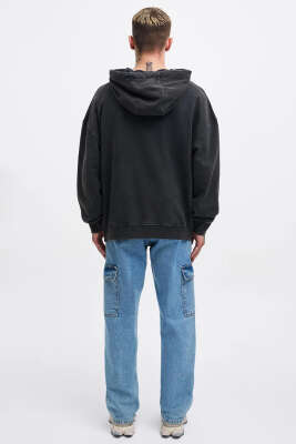 Free Sprit Baskılı Oversize Erkek Sweatshirt Antrasit - Erkek Sweatshirt