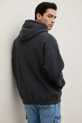 Free Sprit Baskılı Oversize Erkek Sweatshirt Antrasit - Erkek Sweatshirt