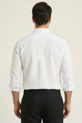 Fresh Keten Erkek Gömlek Beyaz - Erkek Gömlek