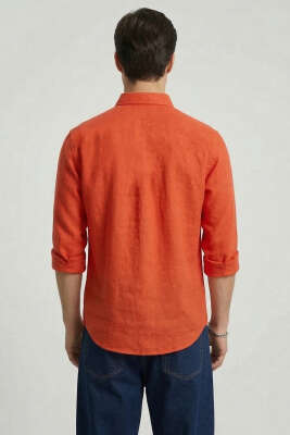 Fresh Keten Erkek Gömlek Kırmızı - Erkek Gömlek