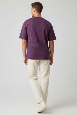 Friendly Reminder Nakışlı Erkek T-shirt Mürdüm - Erkek T-shirt