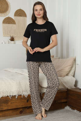  Friends Baskılı Kısa Kol Pijama Takım Leopar - Kadın Pijama Takımı