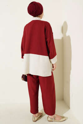 Fular Aksesuarlı Garnili İkili Takım Bordo - İkili Takım