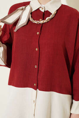 Fular Aksesuarlı Garnili İkili Takım Bordo - İkili Takım