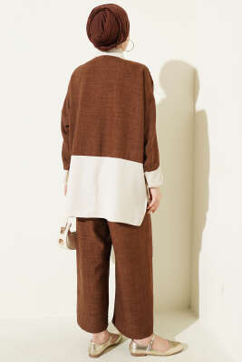 Fular Aksesuarlı Garnili İkili Takım Kahve - İkili Takım