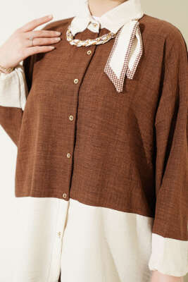 Fular Aksesuarlı Garnili İkili Takım Kahve - İkili Takım