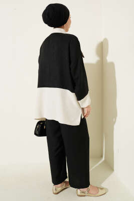 Fular Aksesuarlı Garnili İkili Takım Siyah - İkili Takım