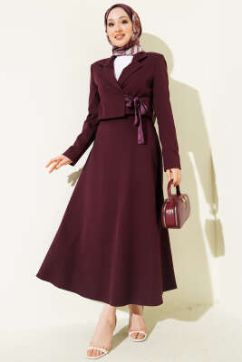 Fular Bağlamalı Etekli İkili Takım Burgonya - MD TREND
