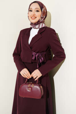Fular Bağlamalı Etekli İkili Takım Burgonya - İkili Takım