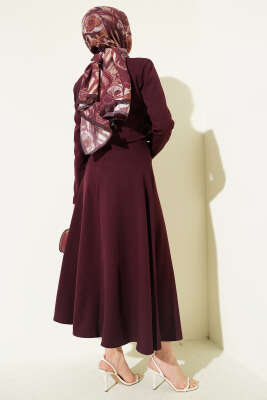 Fular Bağlamalı Etekli İkili Takım Burgonya - İkili Takım