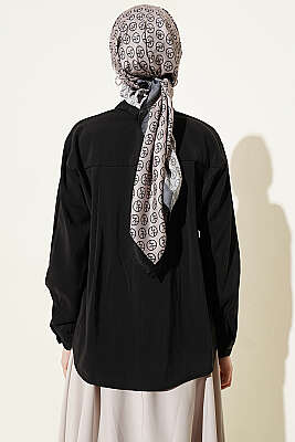 Fular Detaylı Basic Modal Gömlek Siyah - Gömlek