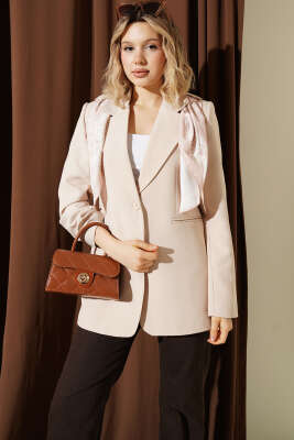 Fular Detaylı Blazer Ceket Bej - Kadın Giyim Modelleri