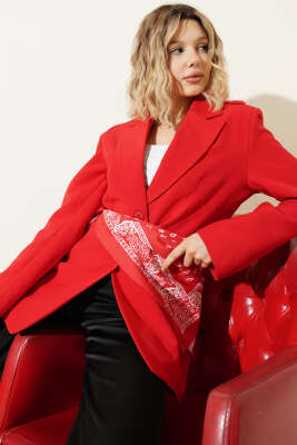 Fular Detaylı Blazer Ceket Kırmızı - HELLIE